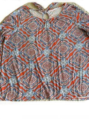 Crown & Ivy women’s Boho Geometric Tile print Top - Size 2X
